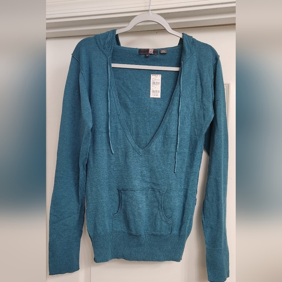 Full Tilt Sweaters - Full Tilt Teal Green Cozy V-Neck Sweater